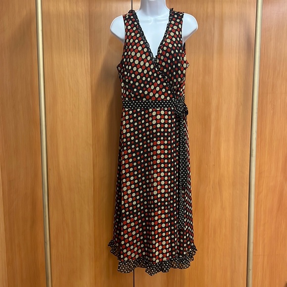 jonathan martin Wrap Around Sleeveless Lined Polka Dot Dress NWOT Size 16 - Picture 2 of 16